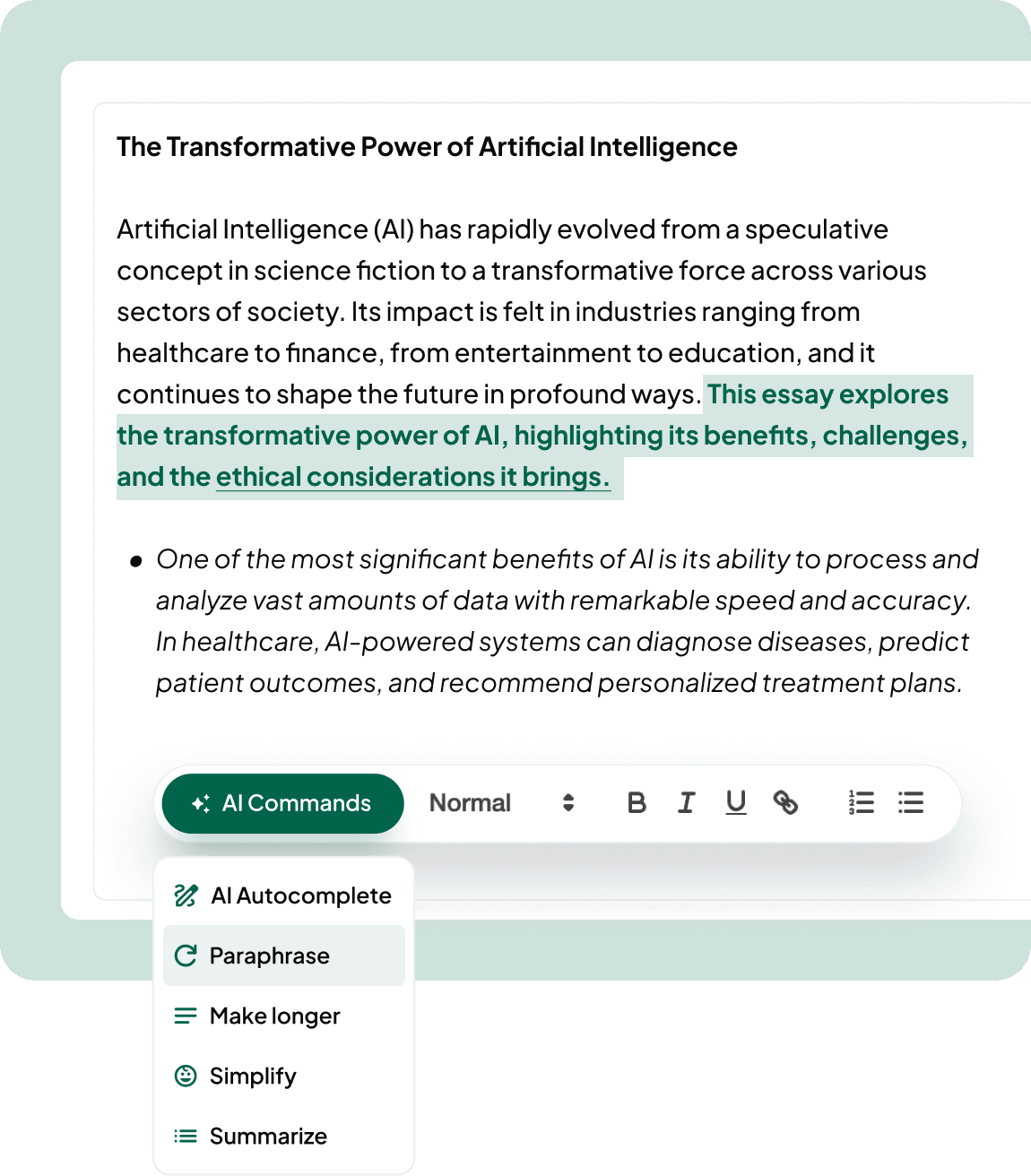 free ai writing paraphrasing feature - eduwiz.ai